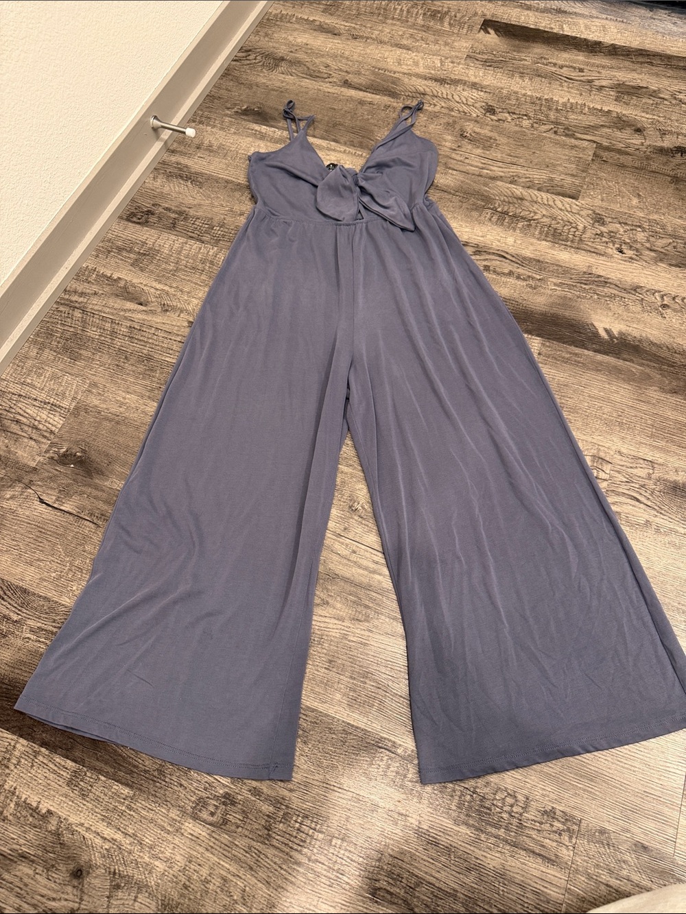Kendall & Kylie Wide-Leg Knot-Front Jumpsuit in Dusty Blue